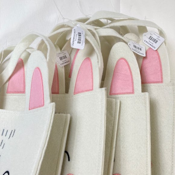 Paper Source Bunny Felt CRAFT Tote Bag, 10"x10" White/Pink Bunny Party Gift Bag - Picture 13 of 16